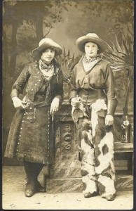 Historical photograph of young women dressed as cowgirls